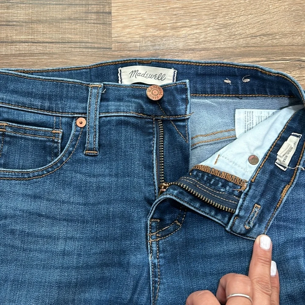 MADEWELL WOMENS 10” HIGH RISE SKINNY JEANS BLUE SZ 23 PETITE - Picture 4 of 12